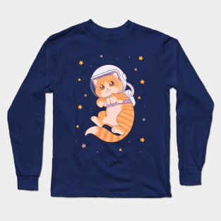 Astronaut Cat In Outer Space Long Sleeve T-Shirt